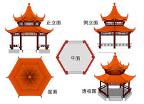 古建图纸cad六角亭施工图