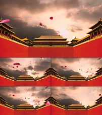古典中国风皇宫宫殿花瓣飞舞l图片