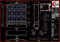 欧美书柜cad家具三视图纸