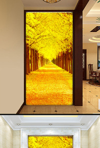 黄金满地玄关壁画